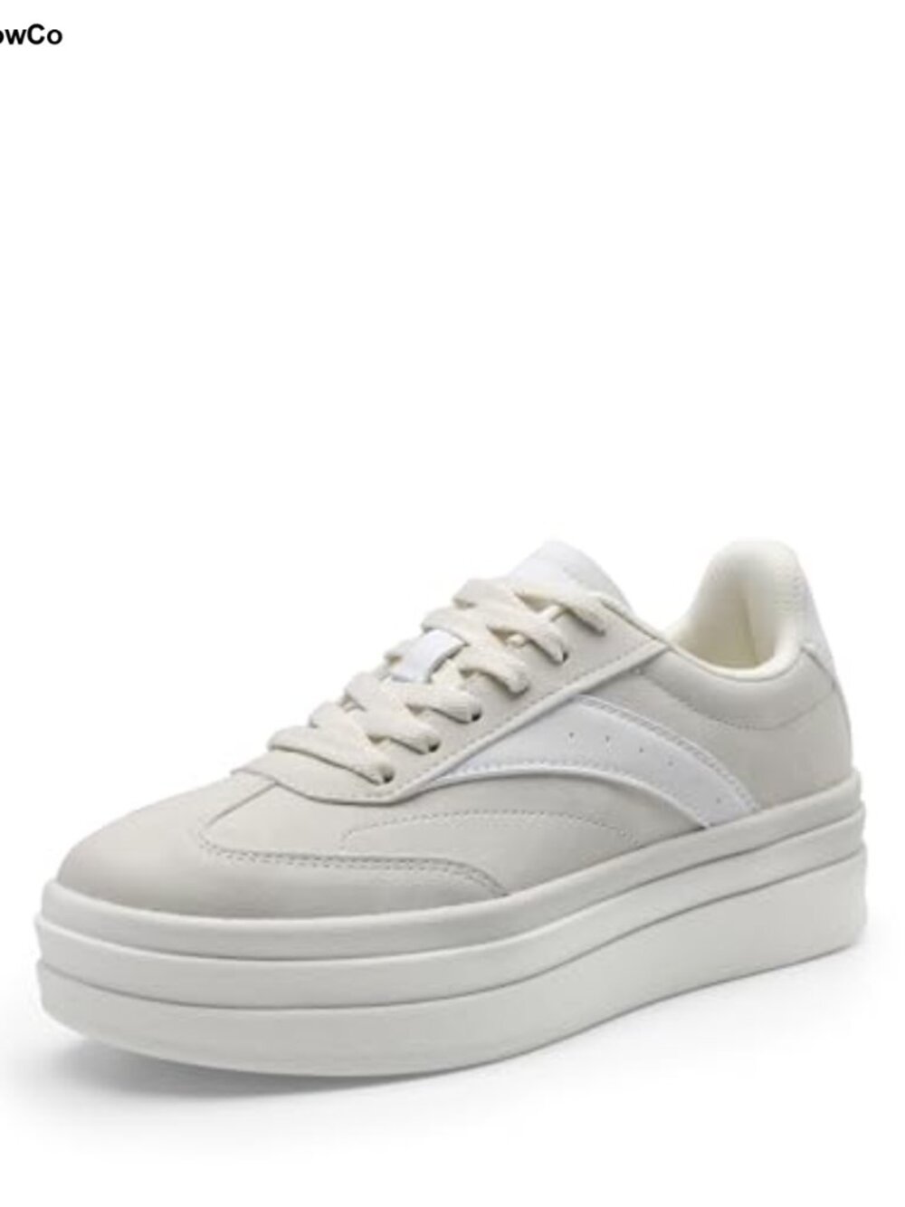 Women's Platform Sneakers Vegan Leather Faux Suede Lace-Up Casual Walking Shoes